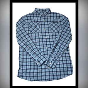 Vineyard Vines boys L Fishing shirt blue plaid long sleeve button up